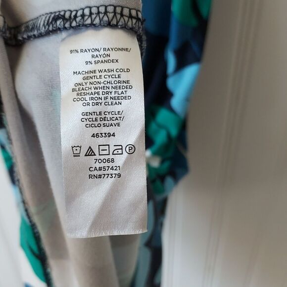 ANN TAYLOR FACTORY Sz 4 Sleeveless Midi Dress Navy Blue and Green‎ Leaf - Picture 8 of 8